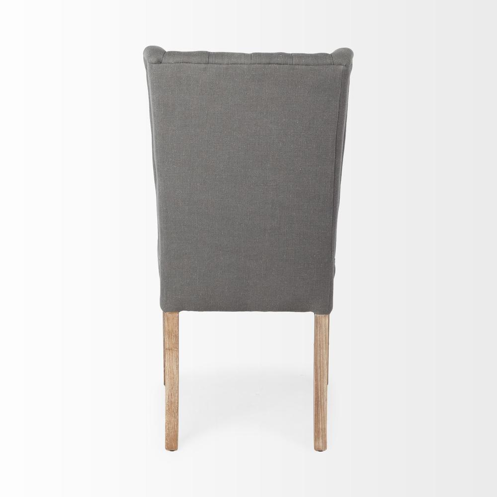 Gray Plush Linen Covering with Ash Solid Wood Base Dining Chair - 380401. Picture 4