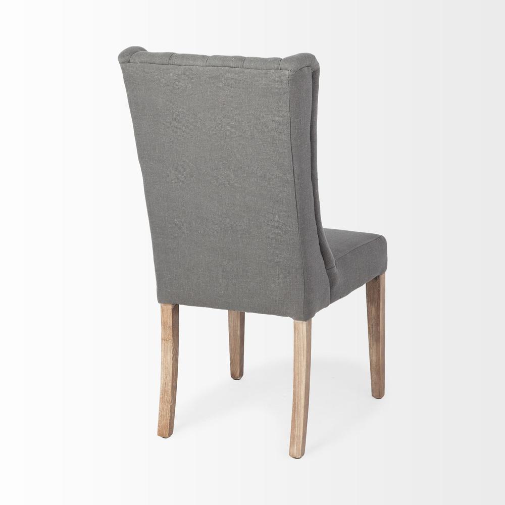 Gray Plush Linen Covering with Ash Solid Wood Base Dining Chair - 380401. Picture 5