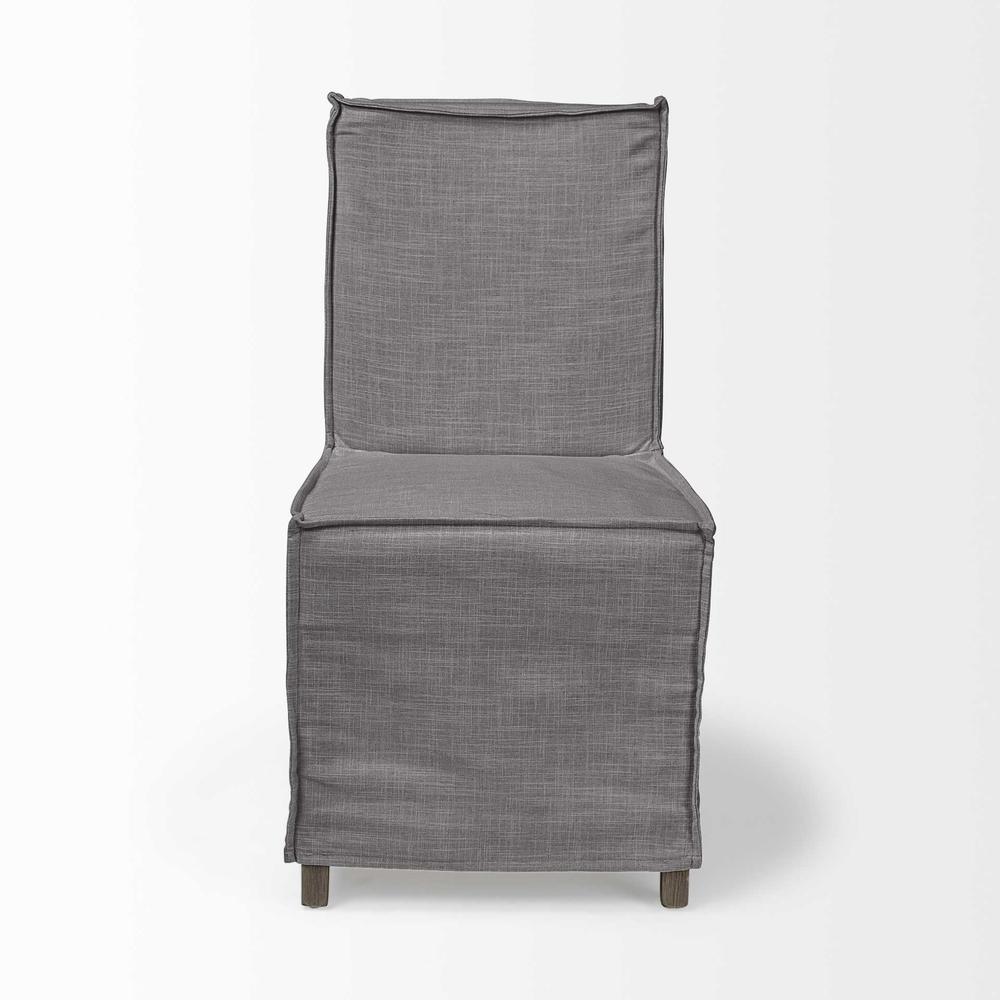 Grey Fabric Slip Cover with Brown Wooden Base Dining Chair - 380404. Picture 2