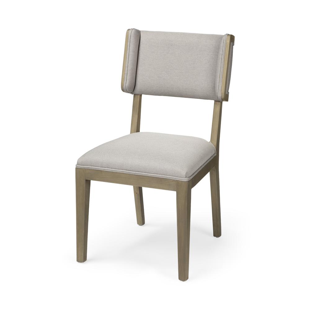 Grey Fabric Wrap with Brown Wooden Base Dining Chair - 380406. Picture 1