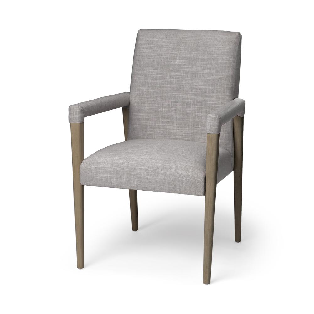 Grey Fabric Wrap with Brown Wooden Frame Dining Chair - 380409. Picture 1