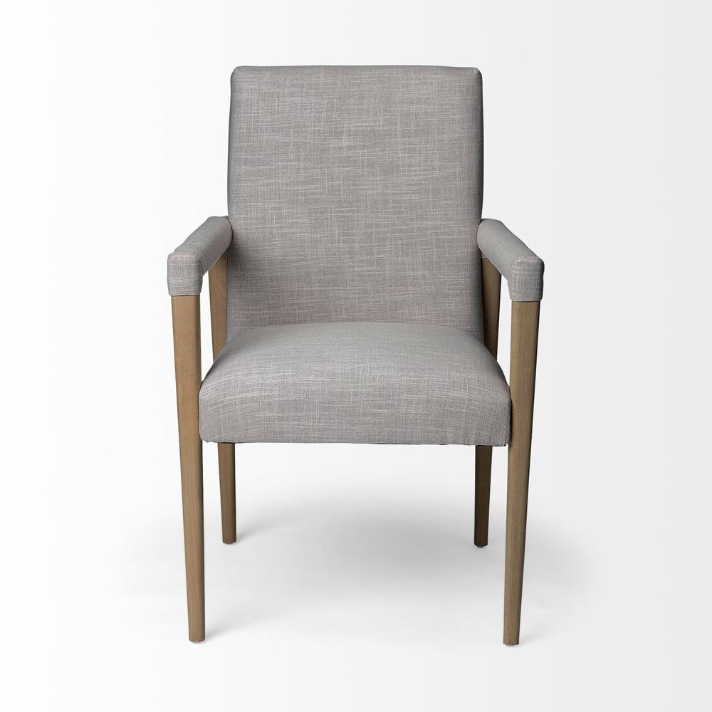 Grey Fabric Wrap with Brown Wooden Frame Dining Chair - 380409. Picture 2