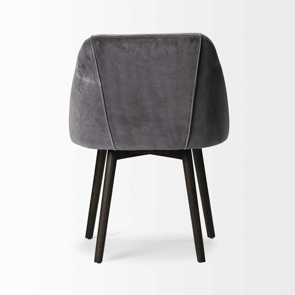 Grey Velvet Wrap with Black Wood Base Dining Chair - 380417. Picture 4