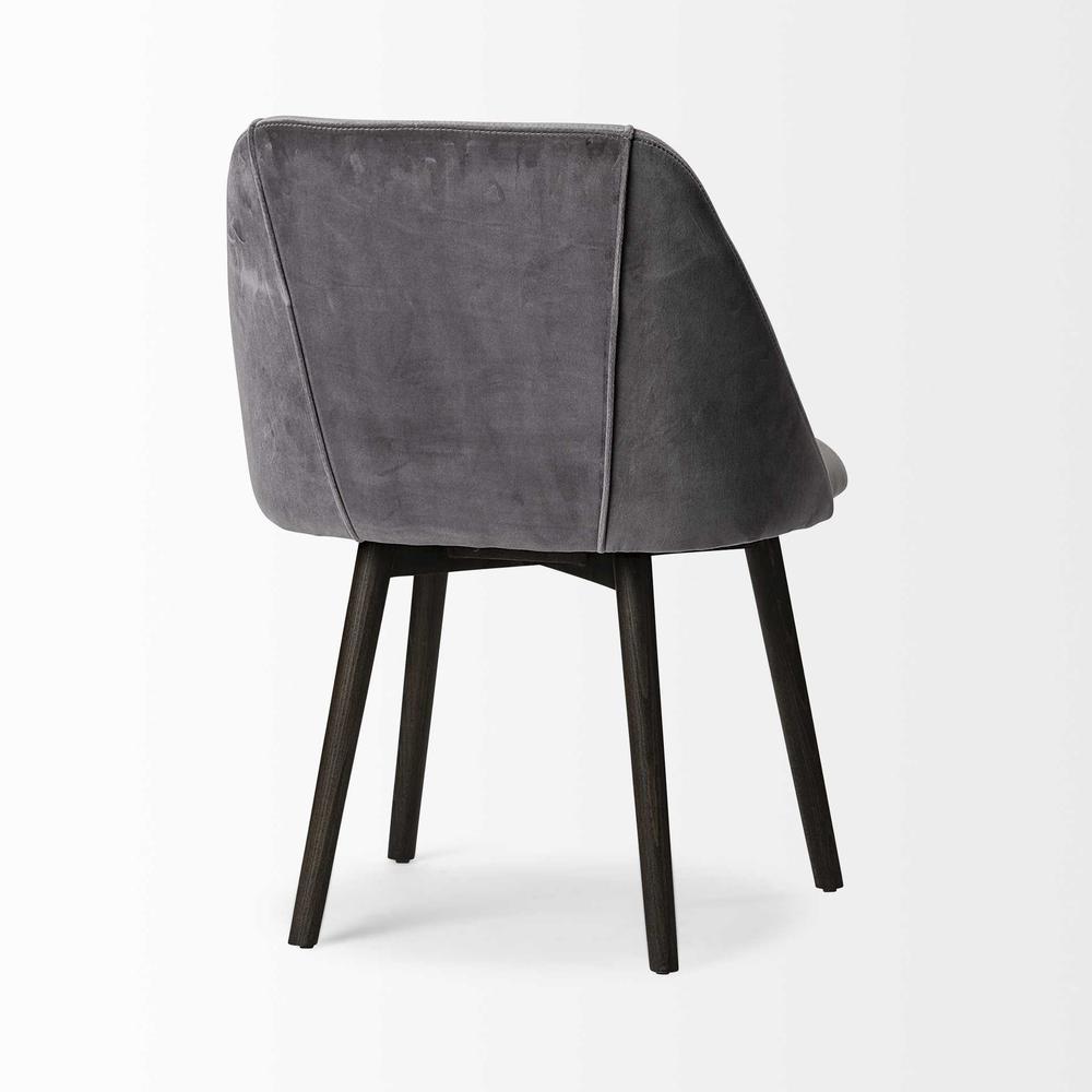 Grey Velvet Wrap with Black Wood Base Dining Chair - 380417. Picture 5