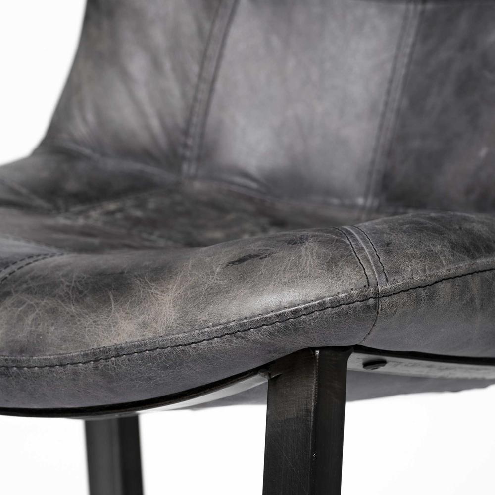Black Leather Seat with Black Metal Frame Dining Chair - 380423. Picture 8