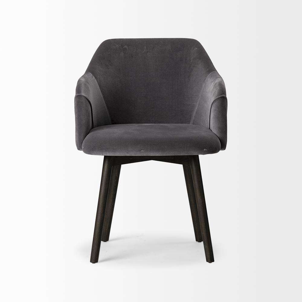 Grey Velvet Wrap with Black Wooden Base Dining Chair - 380434. Picture 2