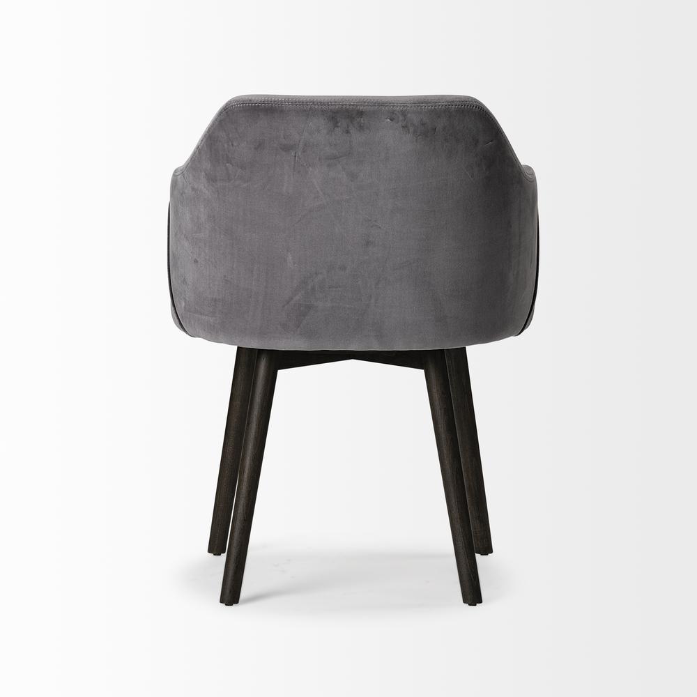 Grey Velvet Wrap with Black Wooden Base Dining Chair - 380434. Picture 4