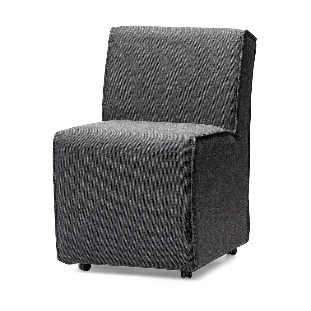 Fully Upholstered Grey Fabric Dining Chair on Casters - 380435. Picture 1