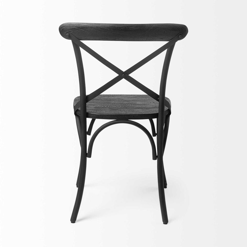 Black Solid Wood Seat with Black Iron Frame Dining Chair - 380447. Picture 4