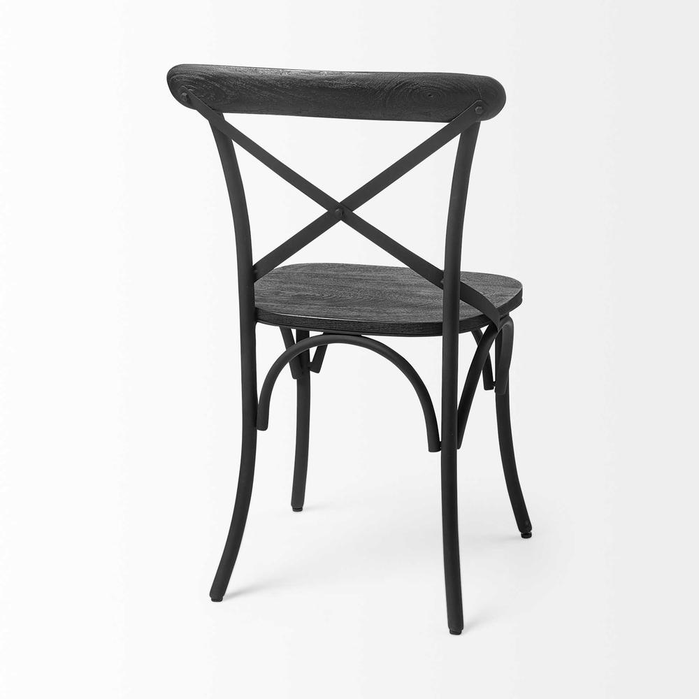 Black Solid Wood Seat with Black Iron Frame Dining Chair - 380447. Picture 5