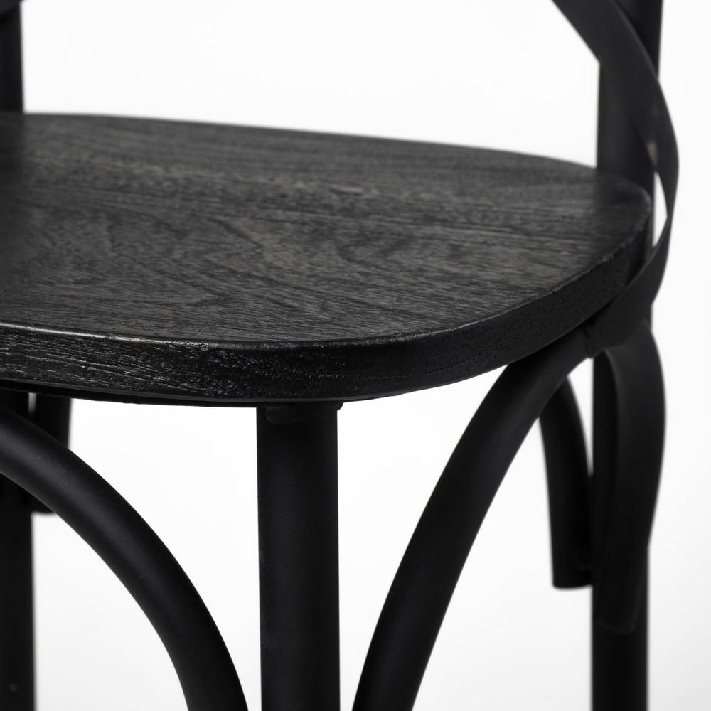 Black Solid Wood Seat with Black Iron Frame Dining Chair - 380447. Picture 8