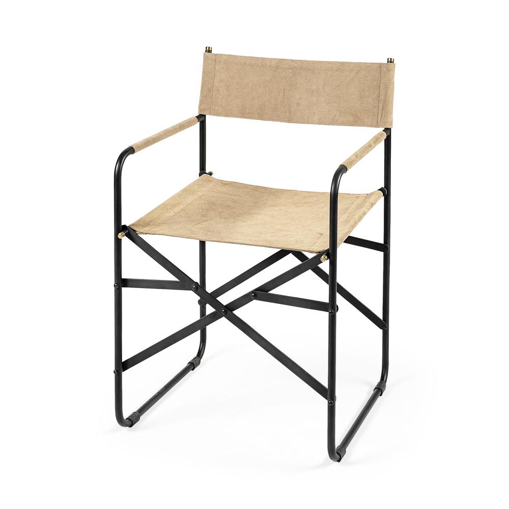 Tan Leather with Black Iron Frame Dining Chair - 380449. Picture 1