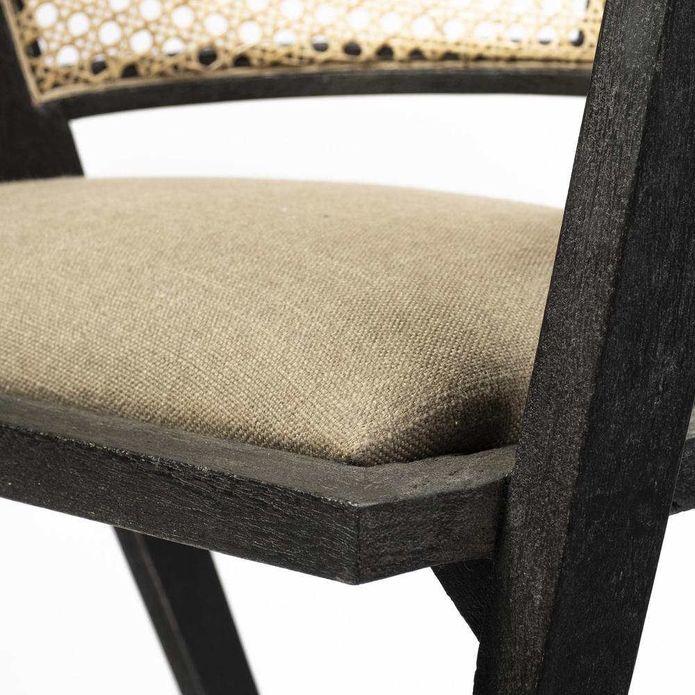 Grey Linen with Black Wooden Frame Wrap Seat Dining Chair - 380450. Picture 7