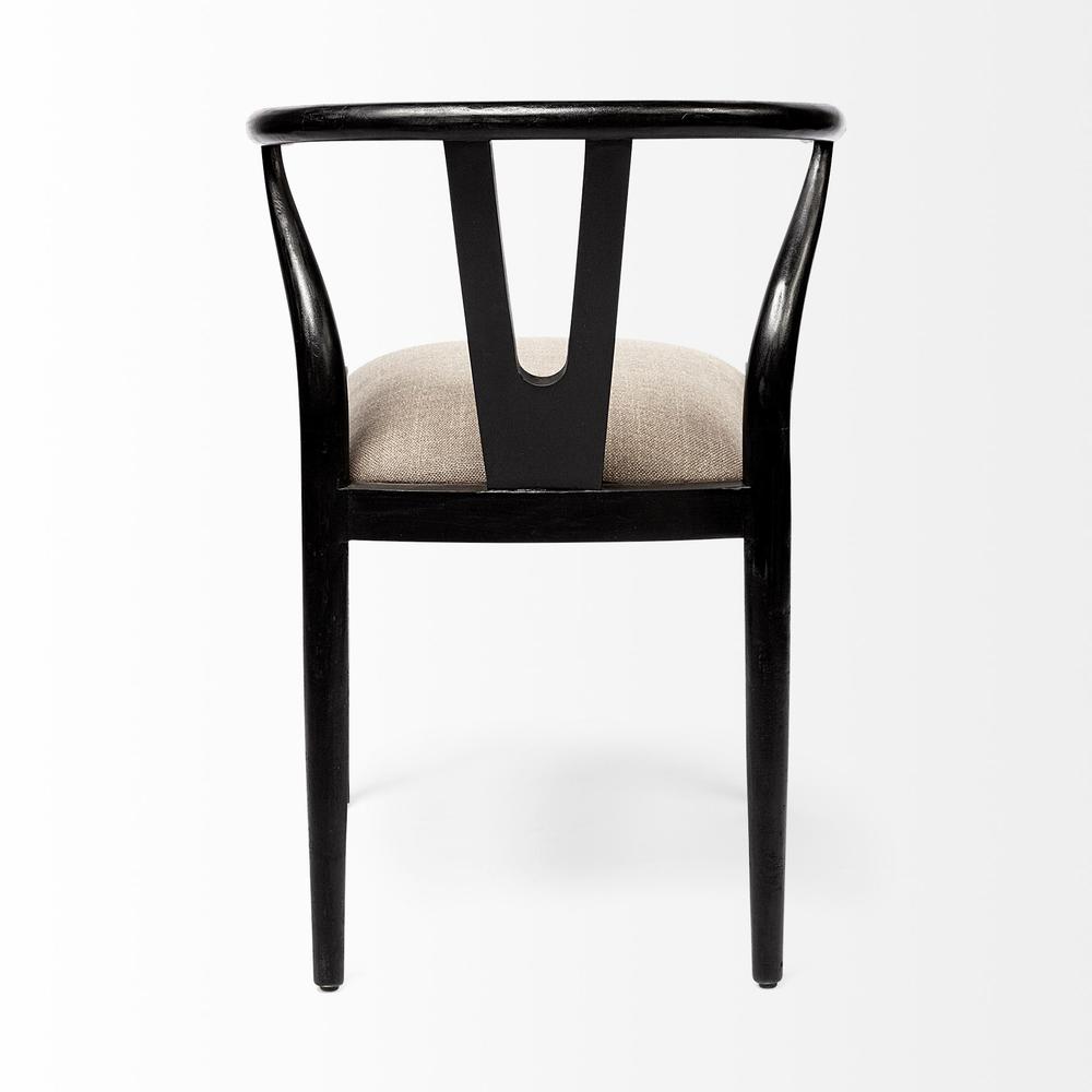 Linen Seat with Black Wooden Base Dining Chair - 380453. Picture 4