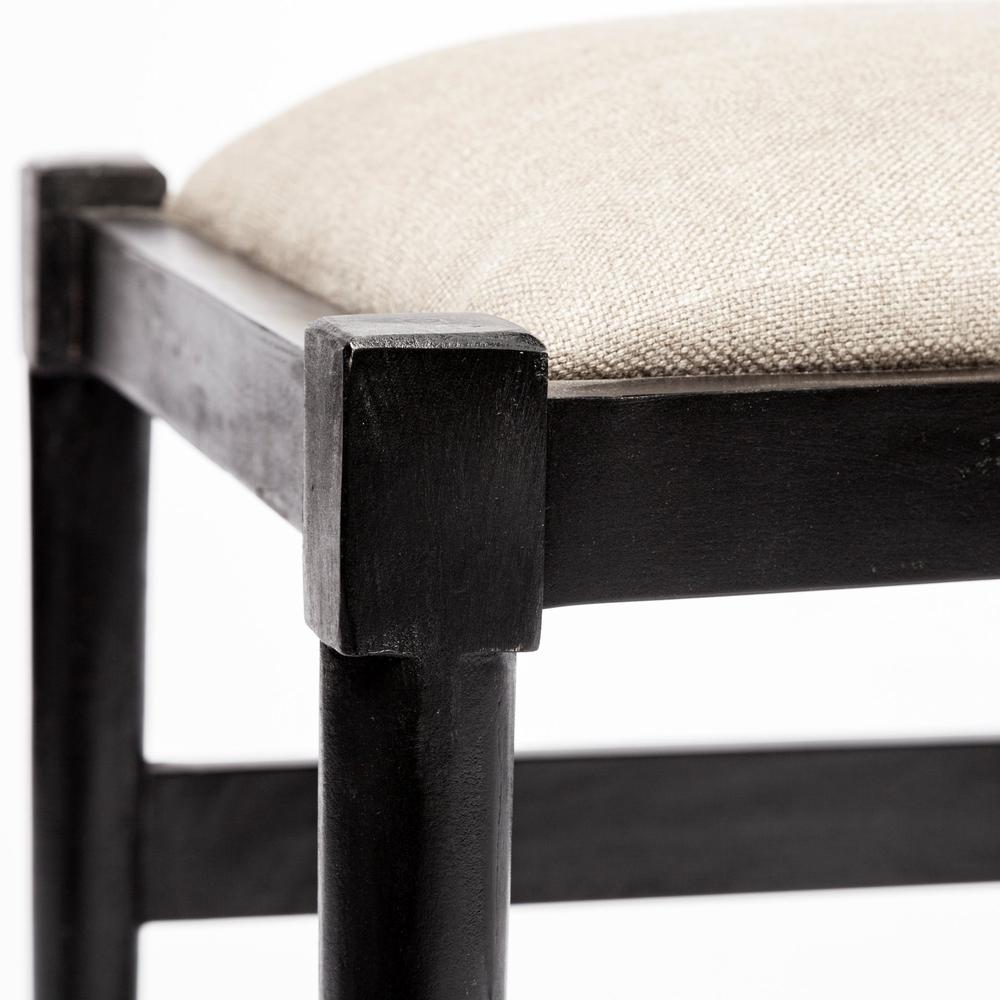 Linen Seat with Black Wooden Base Dining Chair - 380453. Picture 8