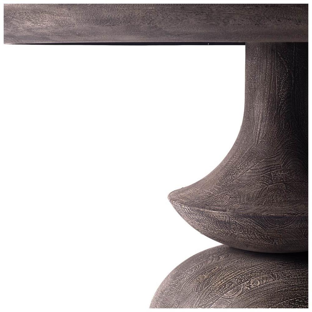 60" Round Charcoal Gray Solid Wood Table Top and Base Dining Table - 380457. Picture 2