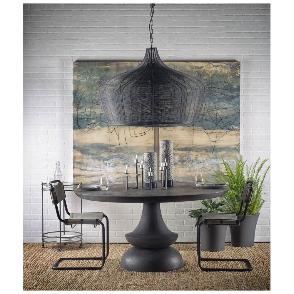 60" Round Charcoal Gray Solid Wood Table Top and Base Dining Table - 380457. Picture 4