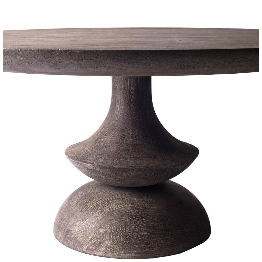 60" Round Charcoal Gray Solid Wood Table Top and Base Dining Table - 380457. Picture 5