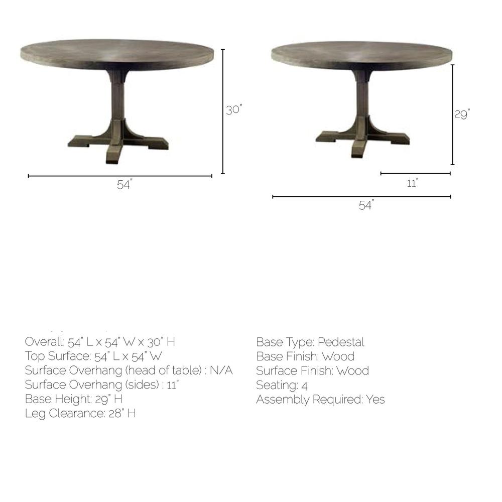 54" Circular Solid Wood Top with Pedestal Style Base Dining Table - 380460. Picture 5