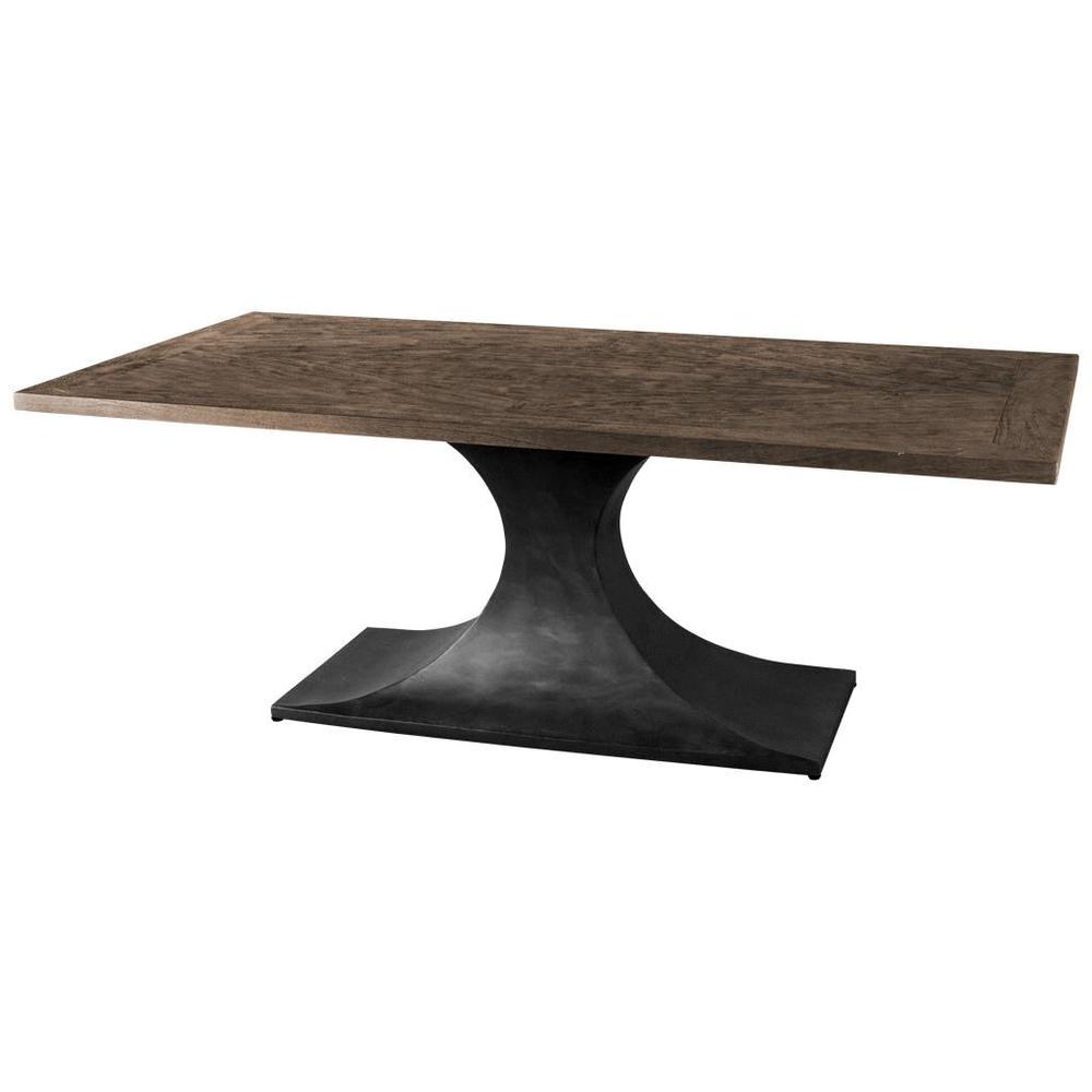 79x39 Rectangular Brown Solid Wood Top with Black Metal Base Dining Table - 380462. Picture 1