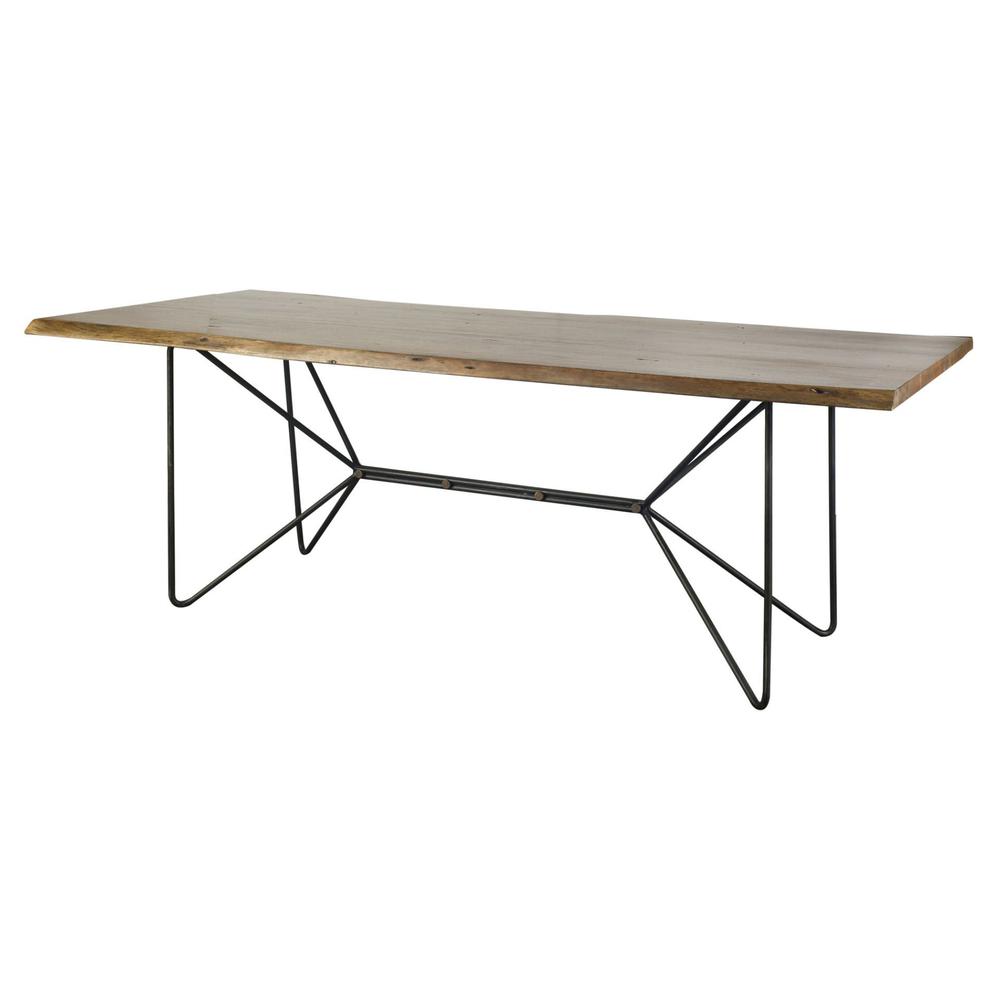 Natural Tapered Live Edge Top with  Iron Base Dining Table - 380464. Picture 1