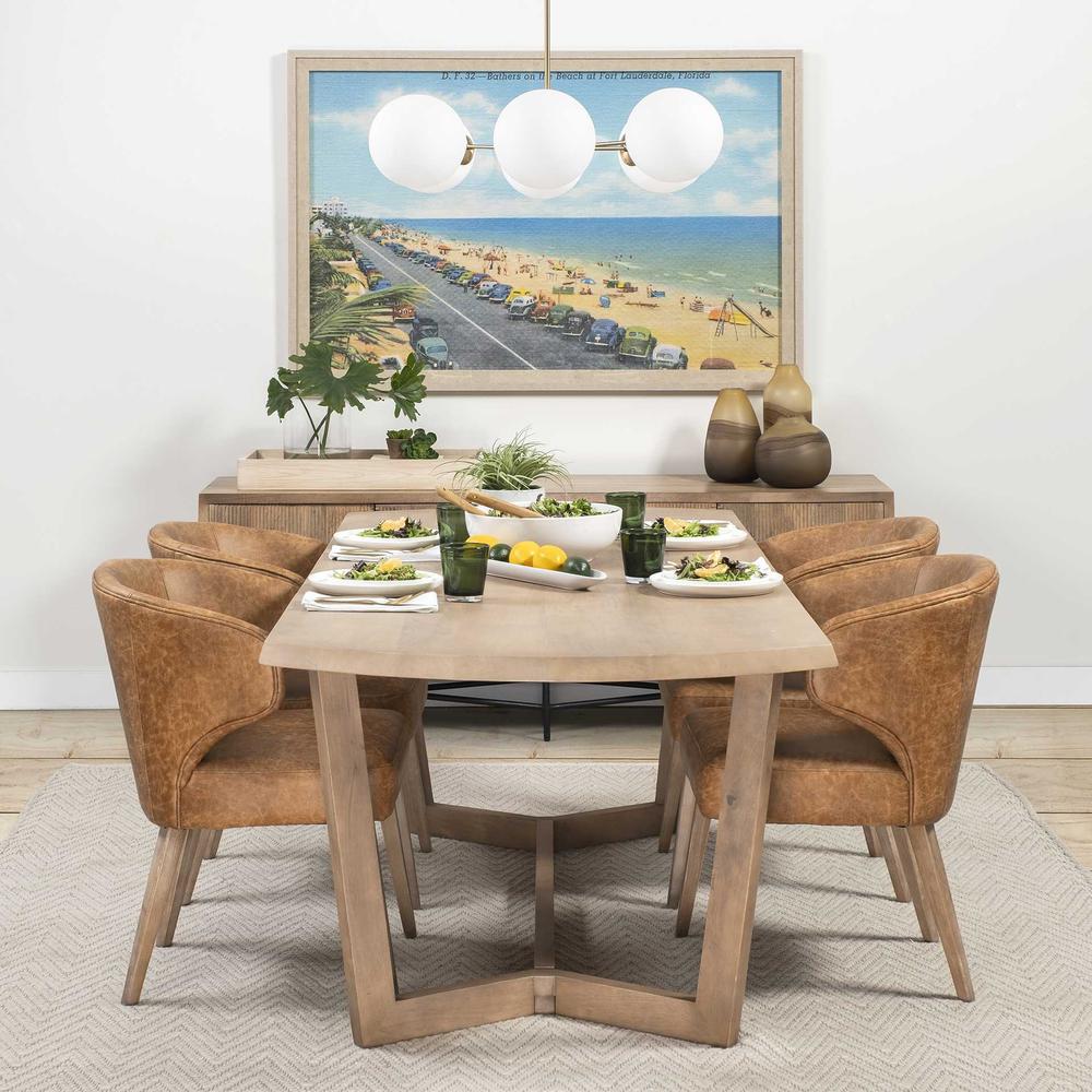 91.5x38 Rectangular Brown Solid Wood Top and Base Dining Table - 380479. Picture 5