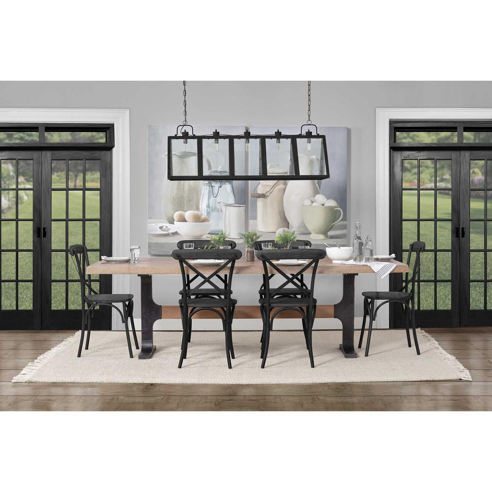 96x42 Rectangular Brown Solid Wood Top with Black Metal Base Dining Table - 380482. Picture 8