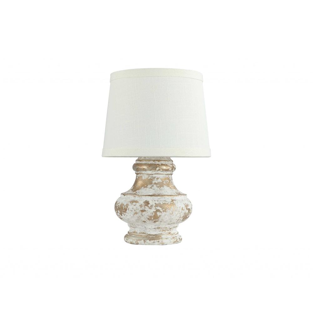 Distressed White and Gold Accent Lamp - 380520. Picture 1