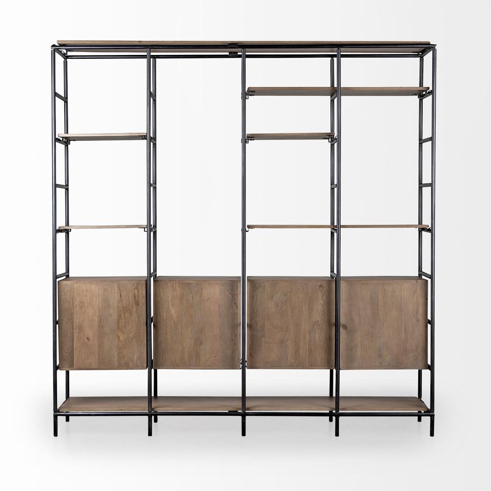 Medium Brown Wood and Metal Multi Shelves Shelving Unit - 380592. Picture 4
