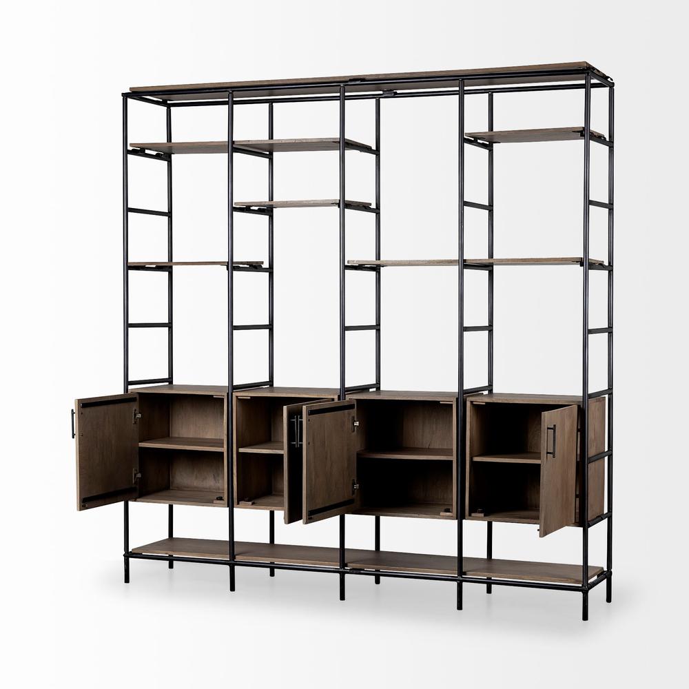 Medium Brown Wood and Metal Multi Shelves Shelving Unit - 380592. Picture 5