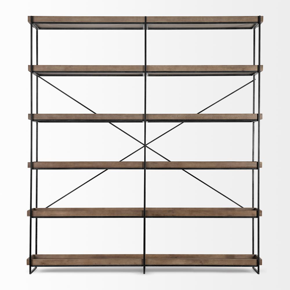 Medium Brown Wood and Iron Shelving Unit with 5 Tray Shelves - 380597. Picture 2