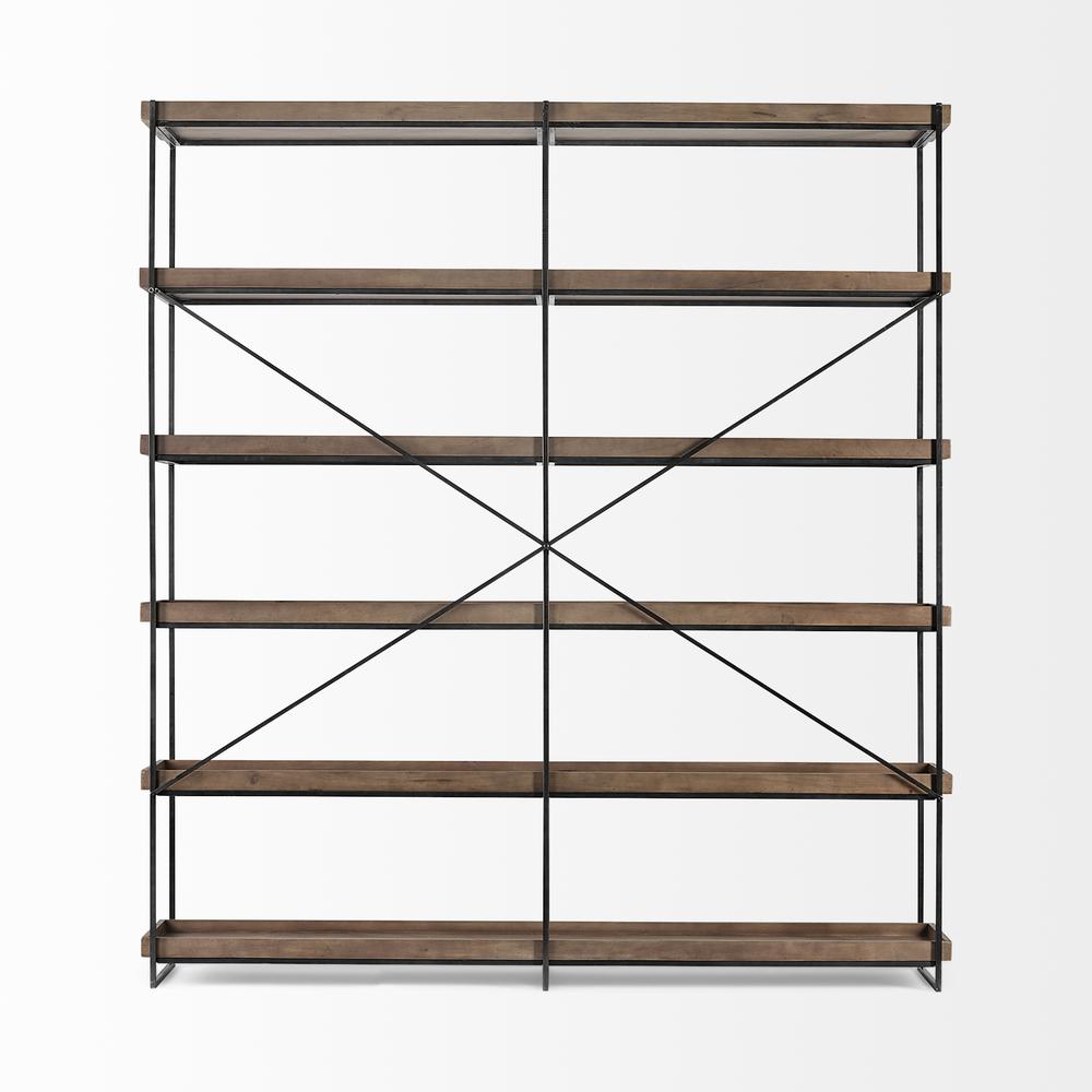 Medium Brown Wood and Iron Shelving Unit with 5 Tray Shelves - 380597. Picture 4