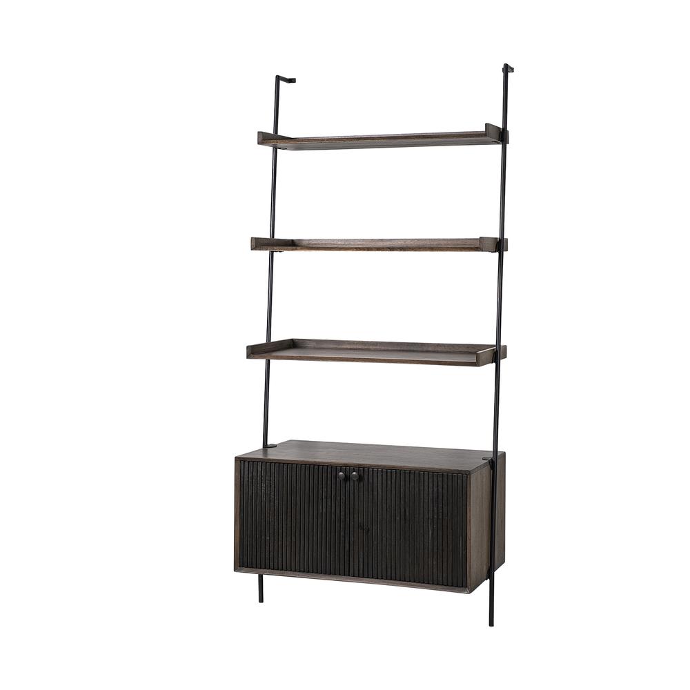Two Toned Brown Wood Shelving Unit with 3 Shelves - 380598. Picture 1