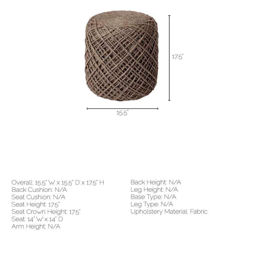 Brown Wool Cylindrical Pouf with Diamond Pattern - 380608. Picture 2