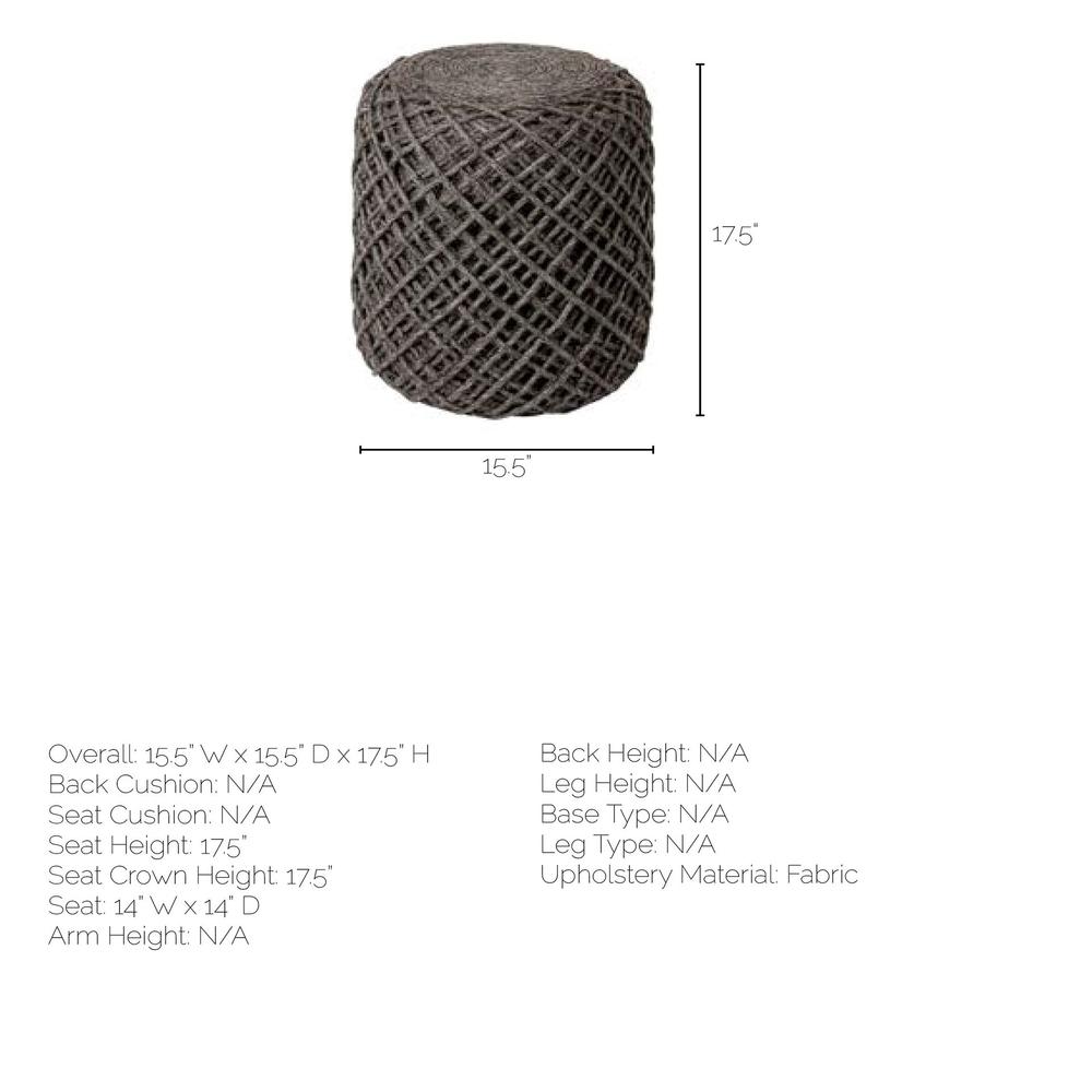 Dark Gray Wool Cylindrical Pouf with Diamond Pattern - 380609. Picture 4