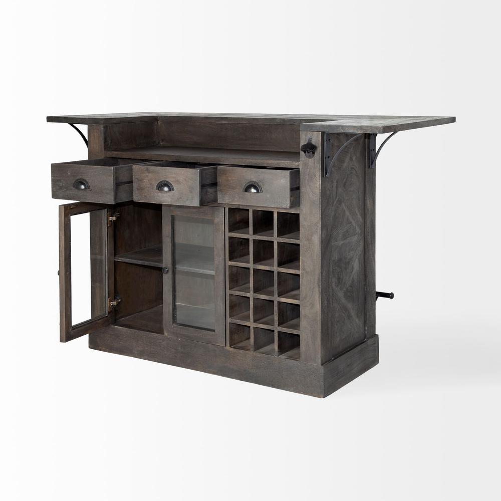 Gray Solid Wood Kitchen Island with Wine Bottle Storage - 380610. Picture 6