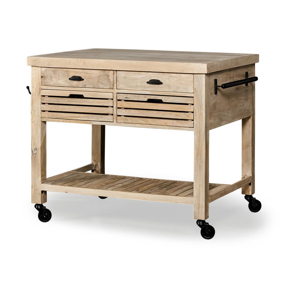 Modern Farmhouse Rolling Kitchen Island or Bar Cart - 380613. Picture 2