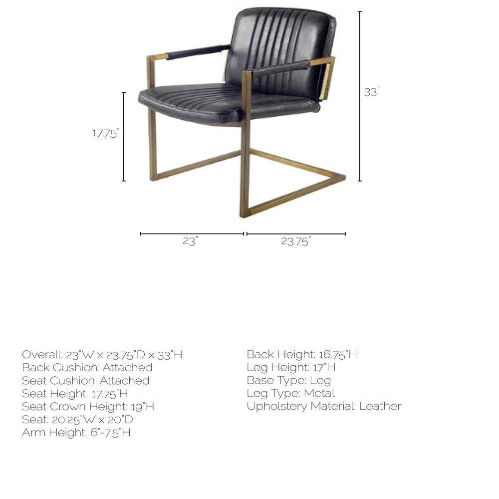 Black Leather Seat Accent Chair with Brass Frame - 380619. Picture 7