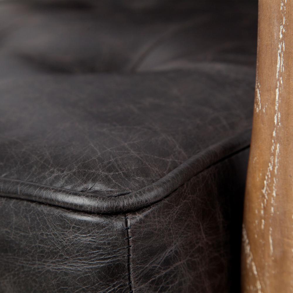 Black Leather Accent Chair with Wrapped Ash Wood Frame - 380623. Picture 6