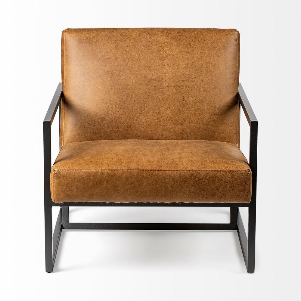 Modern Caramel Leather Accent Armchair - 380630. Picture 2