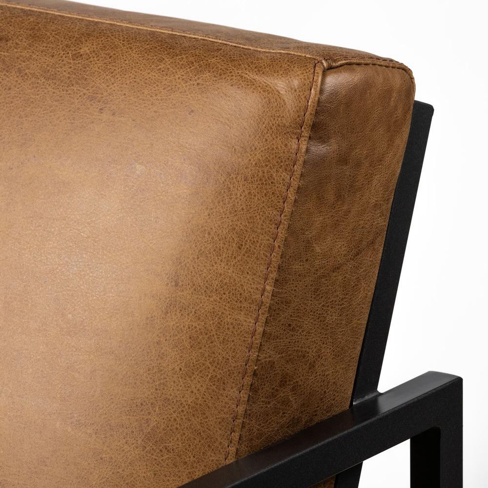 Modern Caramel Leather Accent Armchair - 380630. Picture 6