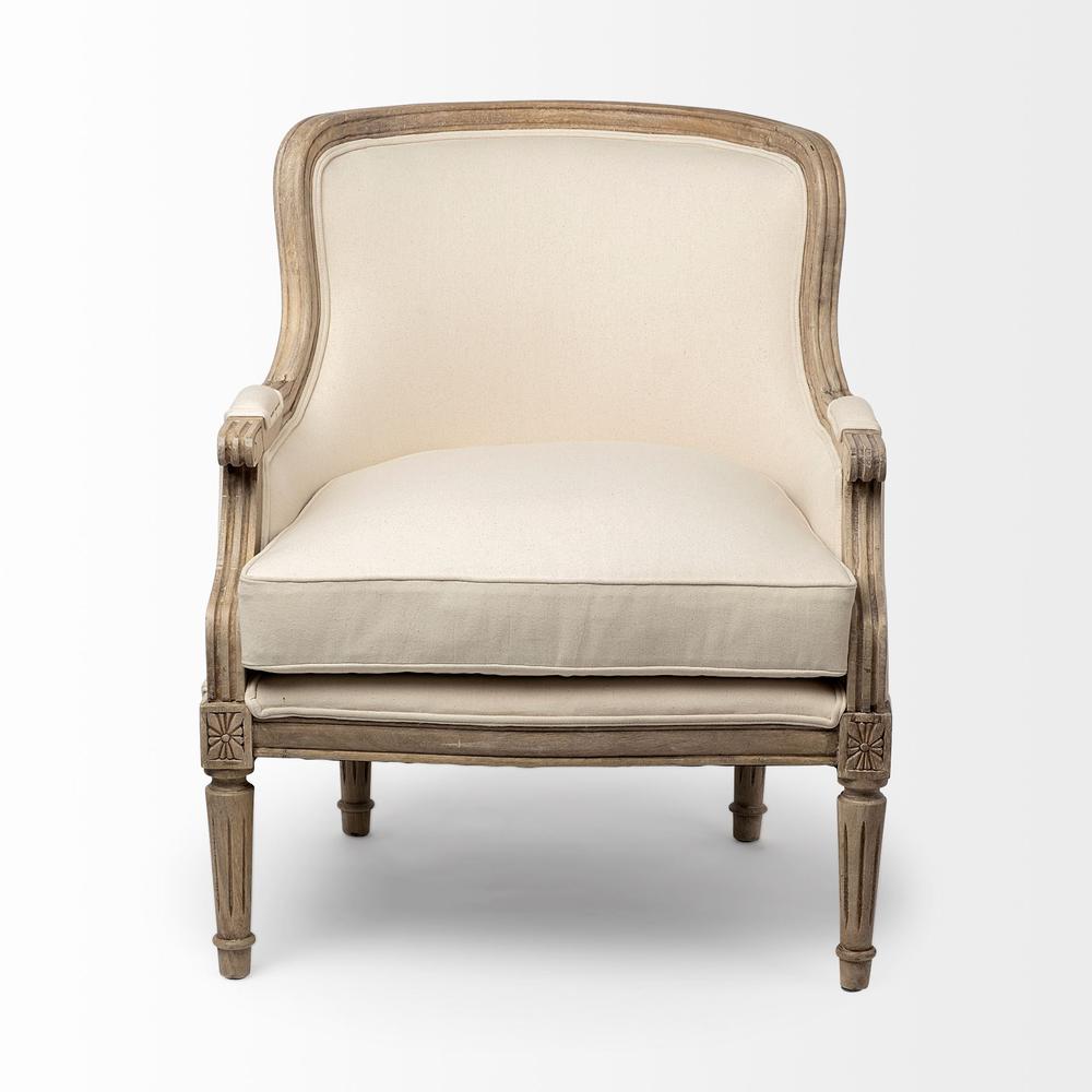 Elizabeth Cream Fabric Seat Accent Chair with Wooden Base Detailed Back - 380638. Picture 2