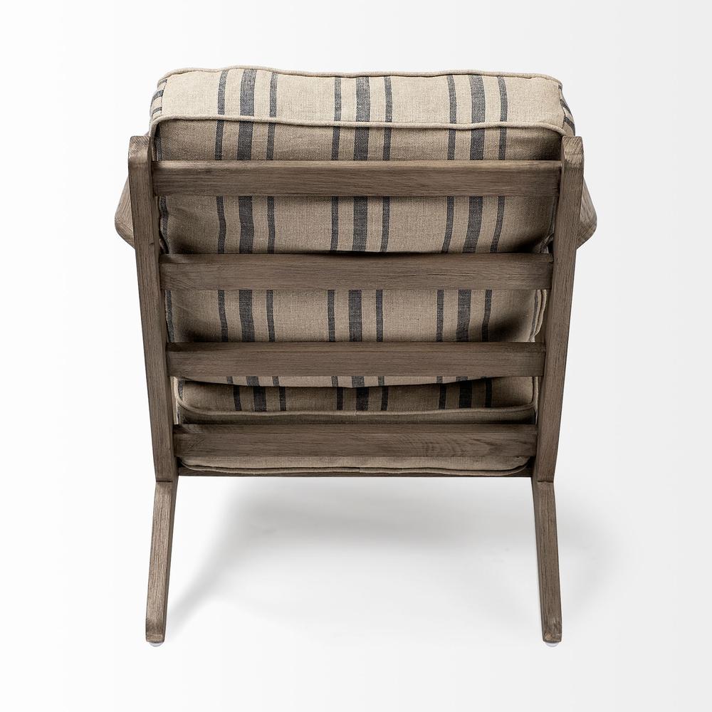 Striped Light Brown Fabric Wrapped Accent Chair with Wooden Frame - 380639. Picture 4