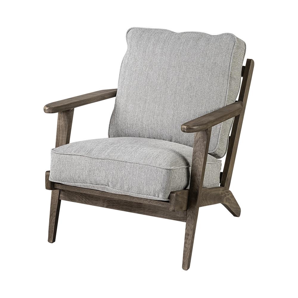Frost Grey Fabric Wrapped Honey Wooden Frame Accent Chair - 380641. Picture 1