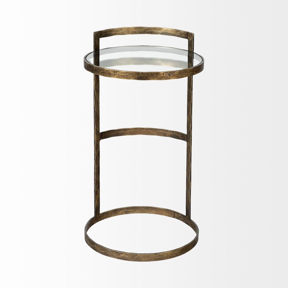 Round Glass Top Accent Table with Gold Metal Frame - 380690. Picture 2