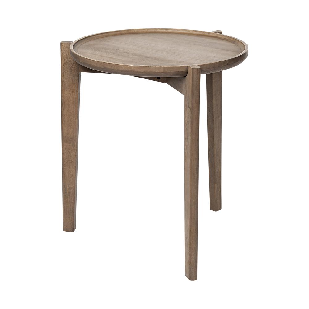 Brown Wood Round Top Accent Table with Three-legged Base - 380718. Picture 1