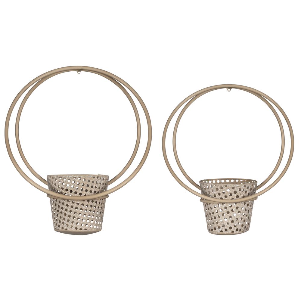 Set of 2 Metallic Cane Wall Planters - 380781. The main picture.