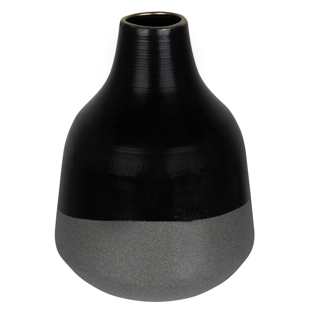 Dora Small Cement Gray and Black Dipped Vase - 380797. The main picture.