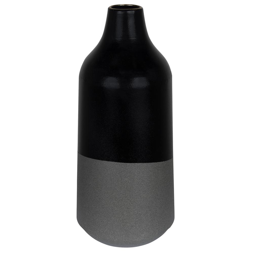 Dora Tall Cement Gray and Black Dipped Vase - 380798. The main picture.