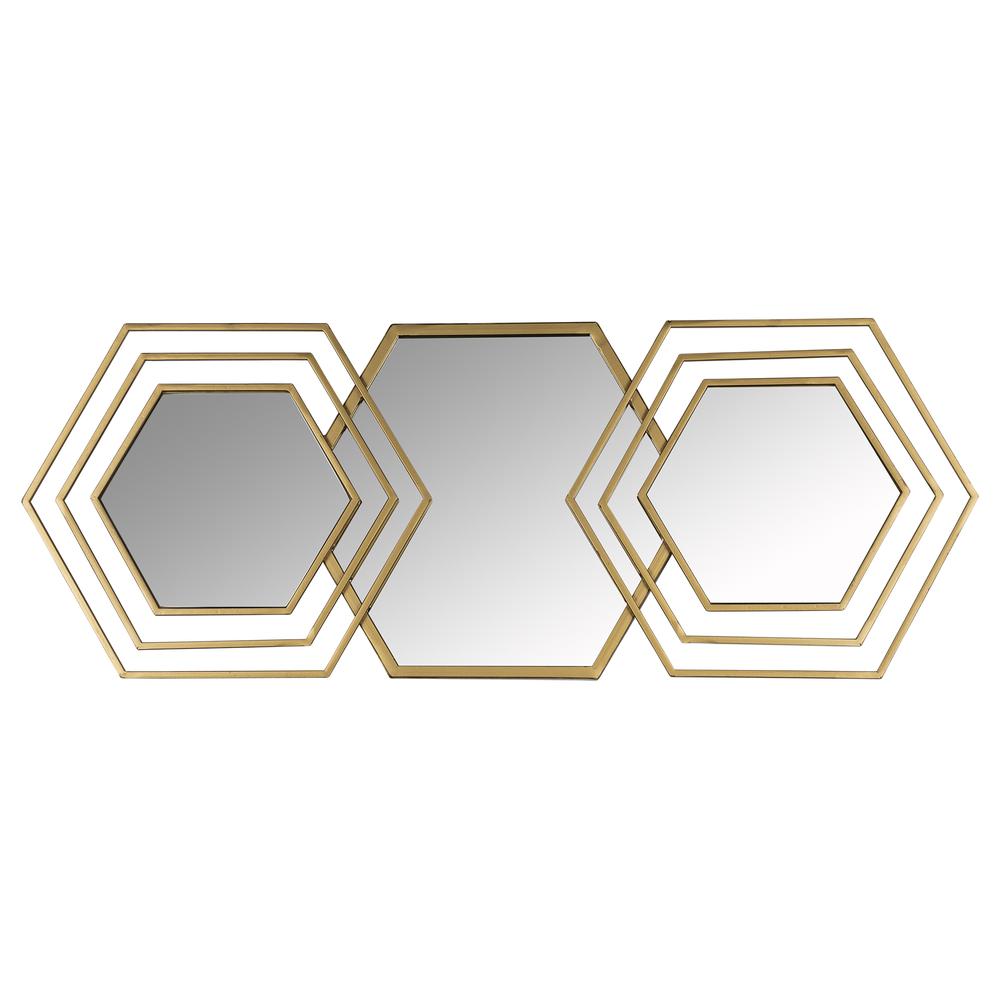 Gold Hexagon Trio Modern Wall Mirror 380814